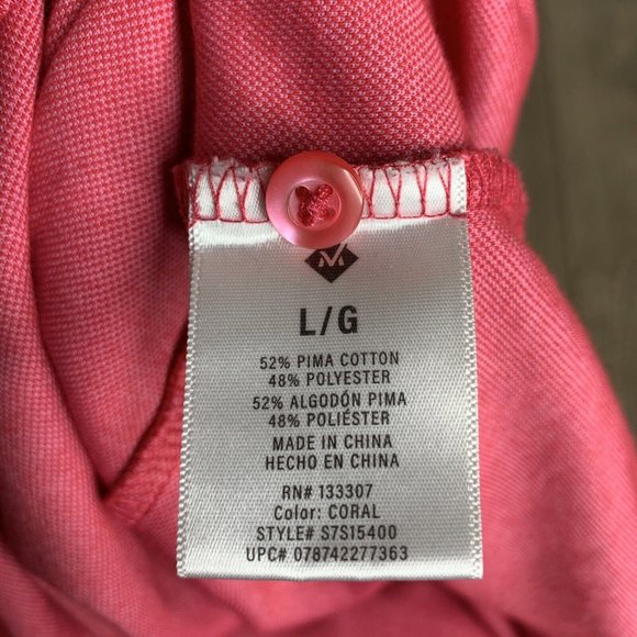 Members Mark Polo Golf Mens Large Coral Cotton Polyester blend 2 Button Pullover - Picture 8 of 9